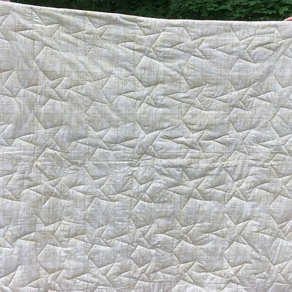 NWT. Hand Crafted Blues and Green Liberty Lawn Fabrics Garden Quilt with Stars